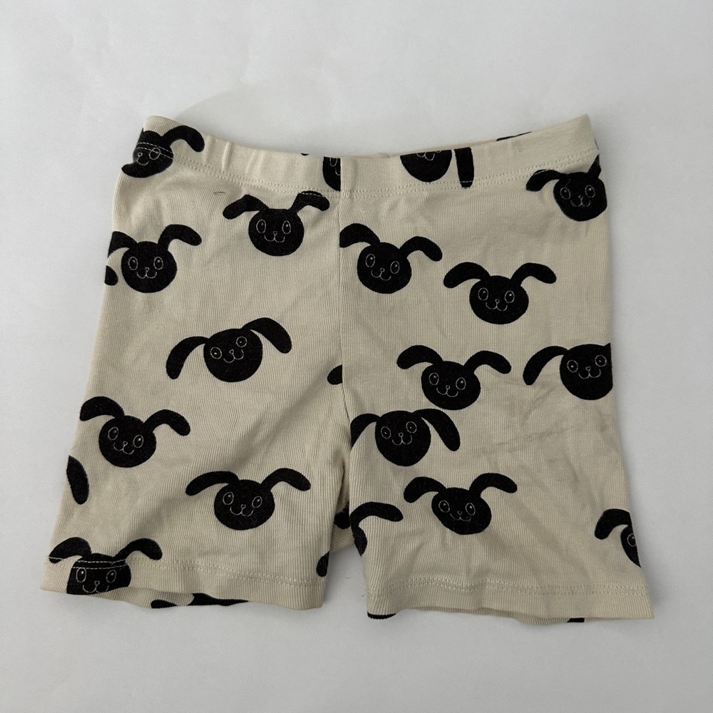 Mini Rodini Cream and Black Bunny Print Shorts